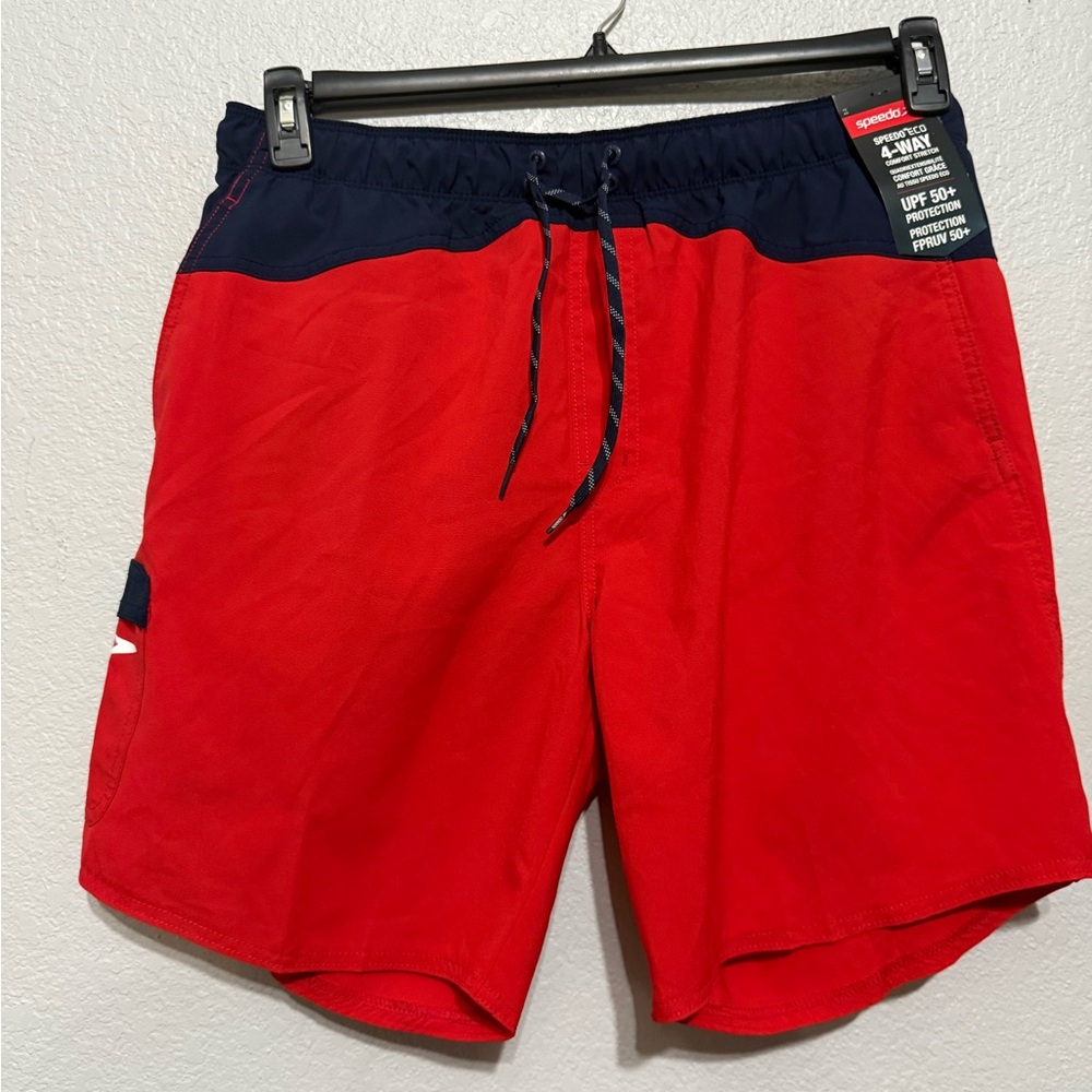 Speedo Red and Navy Men's Swim Board Shorts